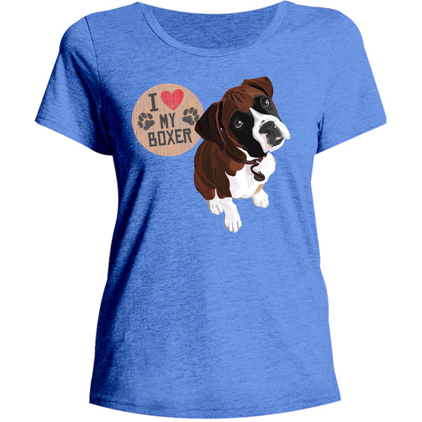 I Love My Boxer - Ladies Relaxed Fit Tee - Graphic Tees Australia