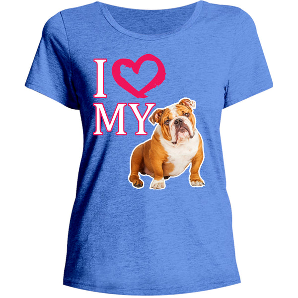 I Love My Bulldog - Ladies Relaxed Fit Tee - Graphic Tees Australia