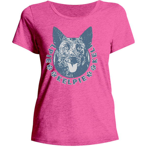 Kelpie Face - Ladies Relaxed Fit Tee - Graphic Tees Australia