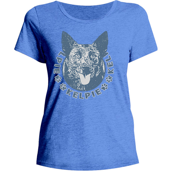 Kelpie Face - Ladies Relaxed Fit Tee - Graphic Tees Australia