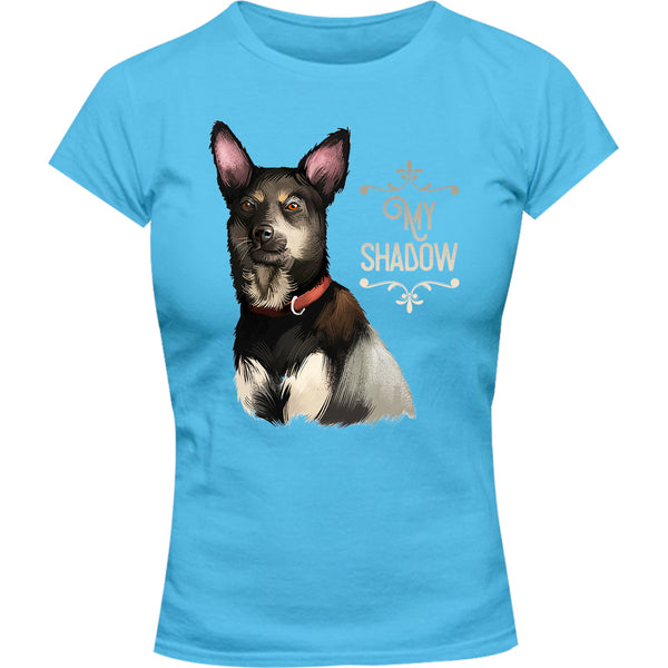 Kelpie My Shadow - Ladies Slim Fit Tee - Graphic Tees Australia