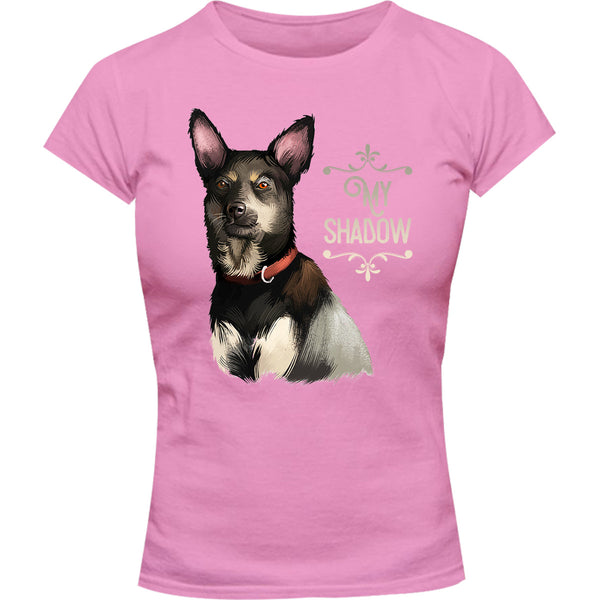 Kelpie My Shadow - Ladies Slim Fit Tee - Graphic Tees Australia