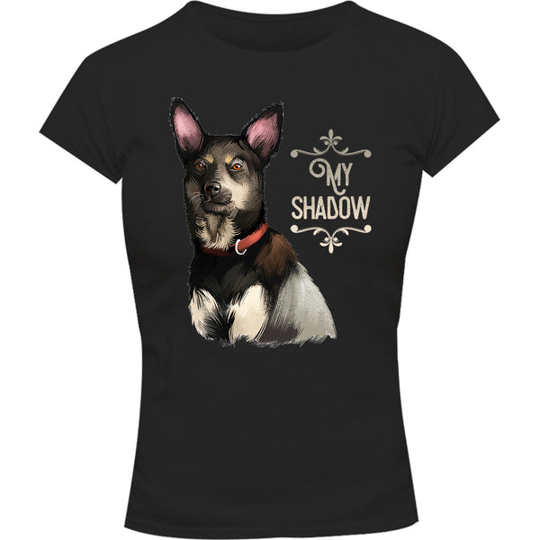 Kelpie My Shadow - Ladies Slim Fit Tee - Graphic Tees Australia