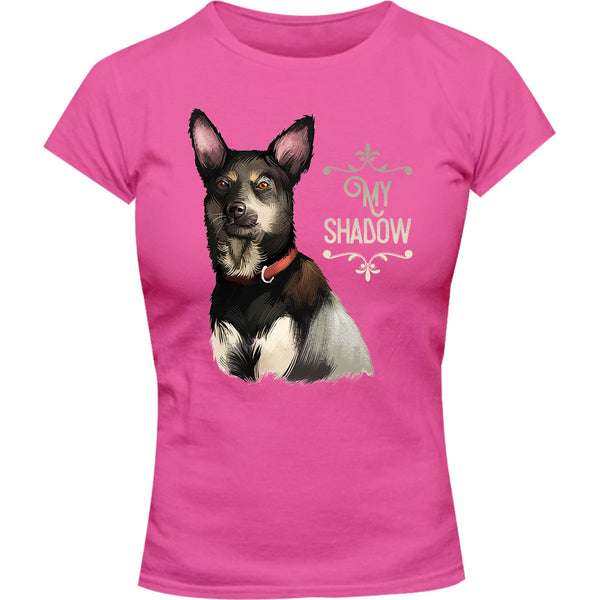 Kelpie My Shadow - Ladies Slim Fit Tee - Graphic Tees Australia