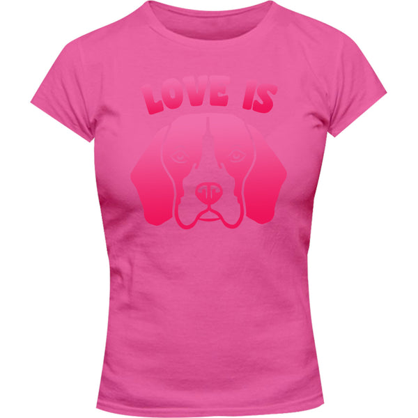 Love Is Beagle - Ladies Slim Fit Tee - Graphic Tees Australia