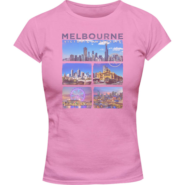 Melbourne 5 Panel - Ladies Slim Fit Tee - Graphic Tees Australia