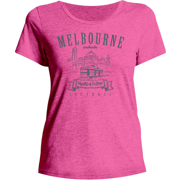 Melbourne Australia Vintage mono - Ladies Relaxed Fit Tee - Graphic Tees Australia