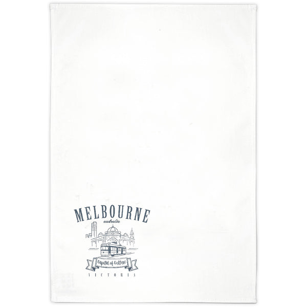 Melbourne Australia Vintage mono - Tea Towel - Graphic Tees Australia