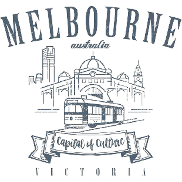 Melbourne Australia Vintage mono - Tea Towel - Graphic Tees Australia