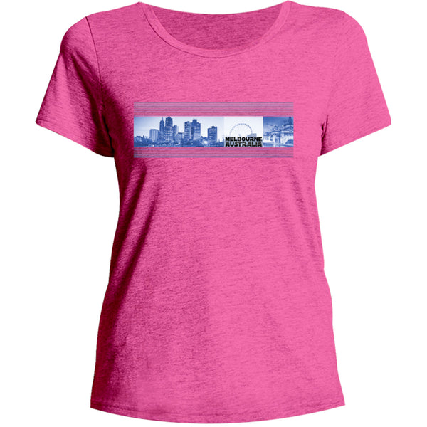 Melbourne Blue Landscape - Ladies Relaxed Fit Tee - Graphic Tees Australia