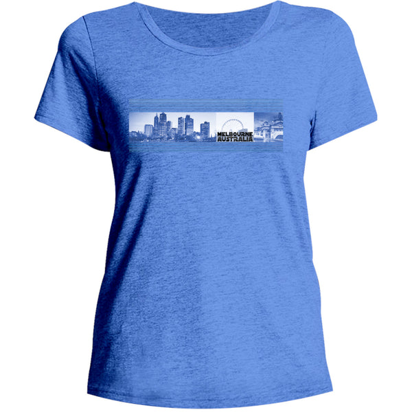 Melbourne Blue Landscape - Ladies Relaxed Fit Tee - Graphic Tees Australia