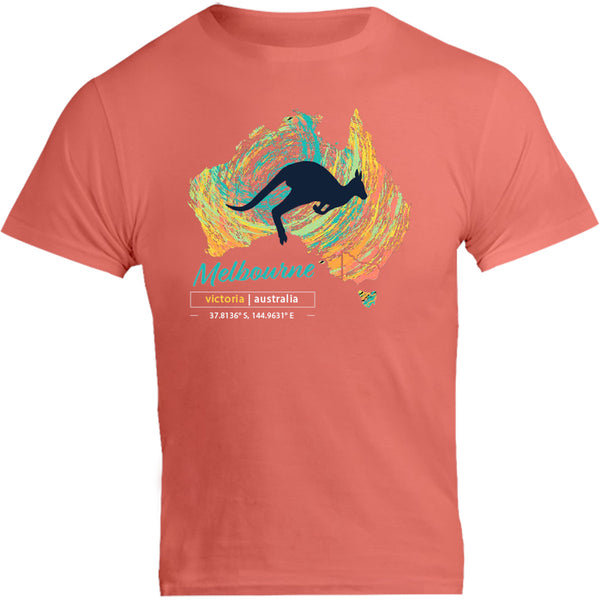Melbourne Map Roo Swirl - Unisex Tee - Graphic Tees Australia