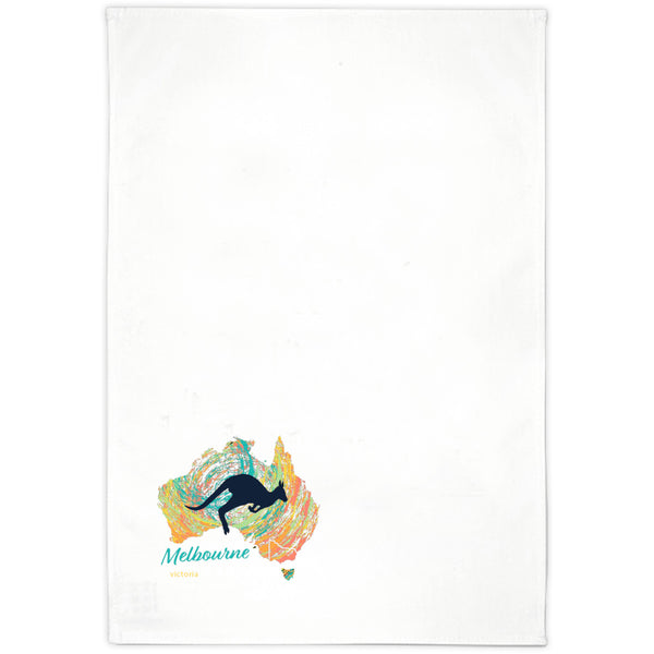 Melbourne Map Roo Swirl - Tea Towel - Graphic Tees Australia