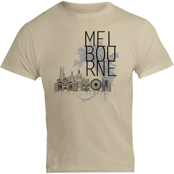Melbourne Map Skyline Buildings - Unisex Tee - Graphic Tees Australia