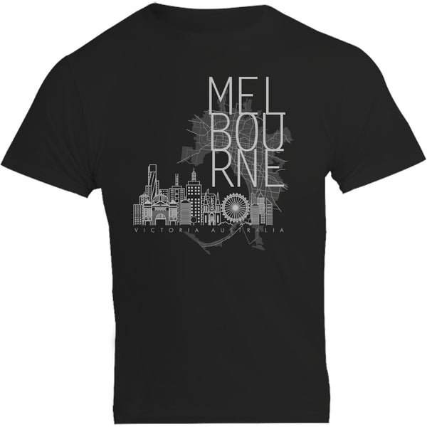 Melbourne Map Skyline Buildings - Unisex Tee - Graphic Tees Australia