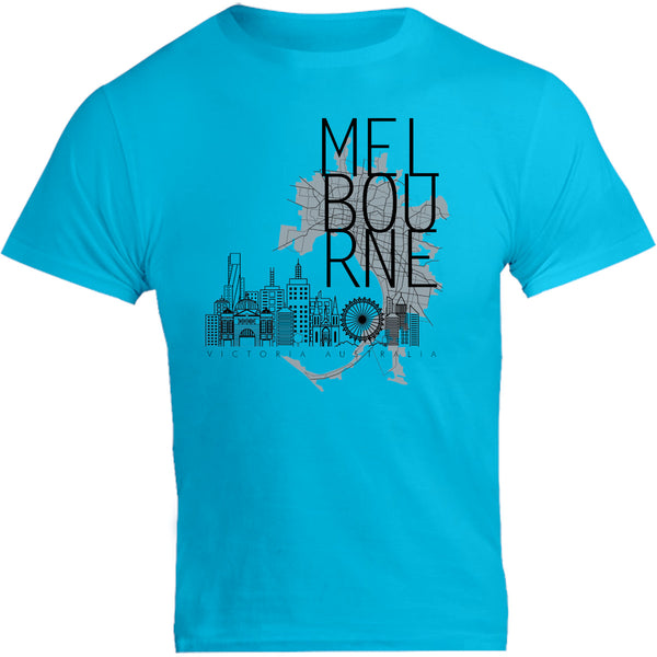 Melbourne Map Skyline Buildings - Unisex Tee - Graphic Tees Australia