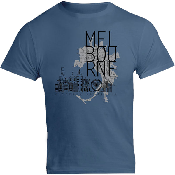 Melbourne Map Skyline Buildings - Unisex Tee - Graphic Tees Australia