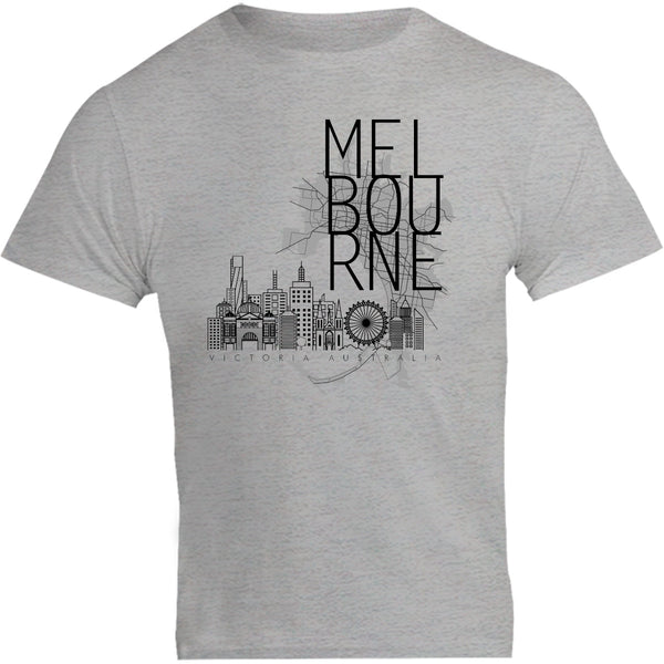 Melbourne Map Skyline Buildings - Unisex Tee - Graphic Tees Australia
