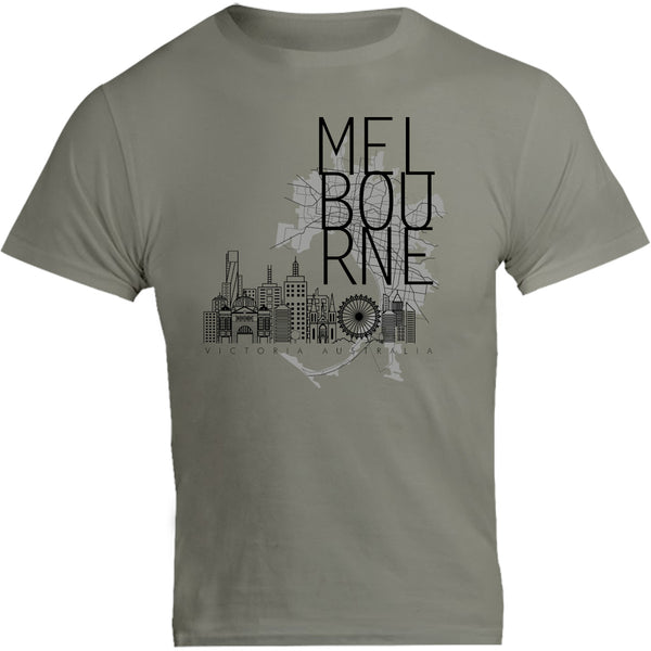 Melbourne Map Skyline Buildings - Unisex Tee - Graphic Tees Australia