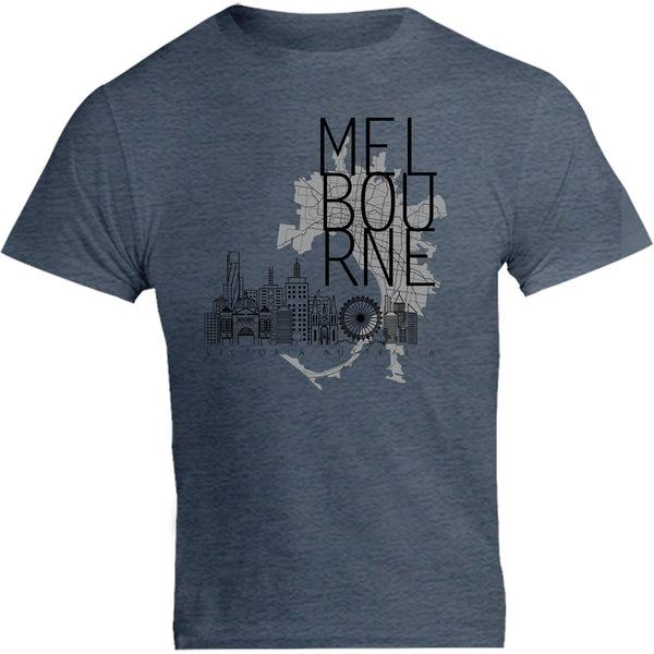 Melbourne Map Skyline Buildings - Unisex Tee - Graphic Tees Australia