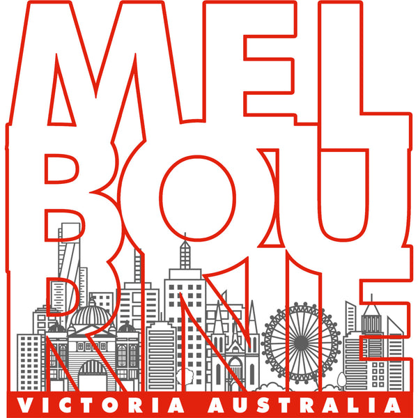 Melbourne Type Outline Skyline - Ladies Relaxed Fit Tee - Graphic Tees Australia