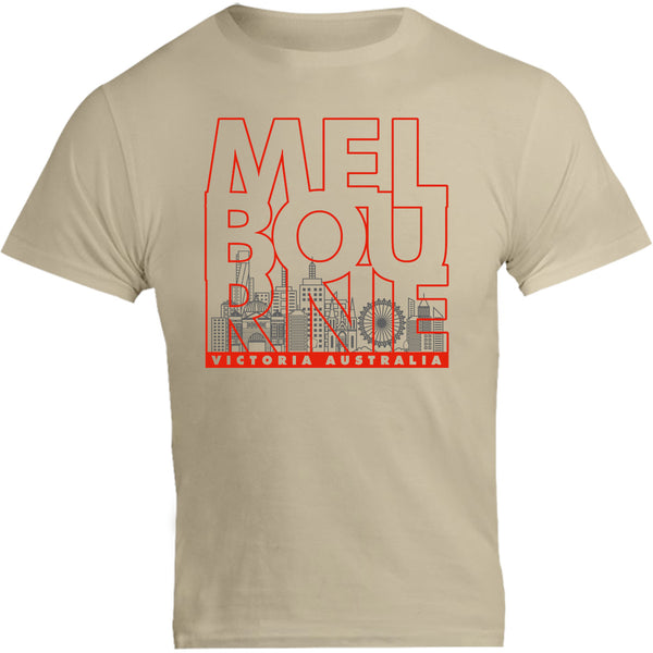 Melbourne Type Outline Skyline - Unisex Tee - Graphic Tees Australia