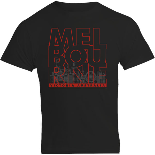 Melbourne Type Outline Skyline - Unisex Tee - Graphic Tees Australia