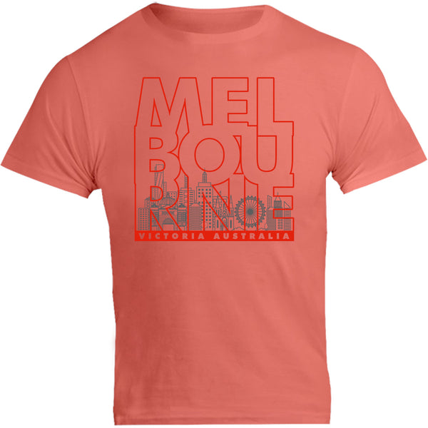 Melbourne Type Outline Skyline - Unisex Tee - Graphic Tees Australia