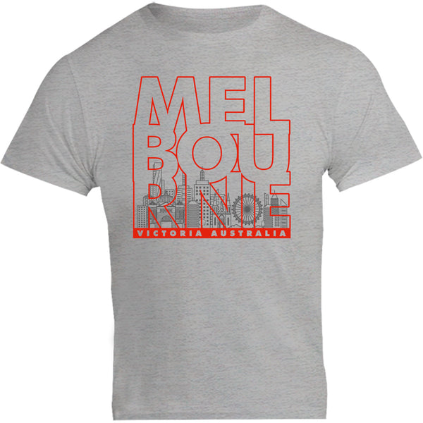 Melbourne Type Outline Skyline - Unisex Tee - Graphic Tees Australia