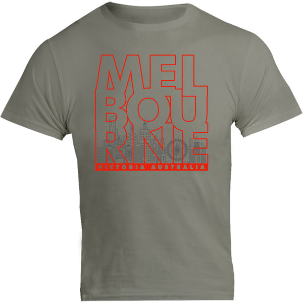 Melbourne Type Outline Skyline - Unisex Tee - Graphic Tees Australia