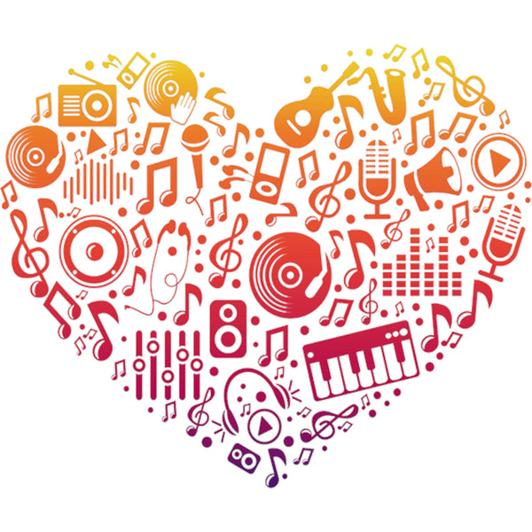 Music Elements Heart Shape - Ladies Slim Fit Tee