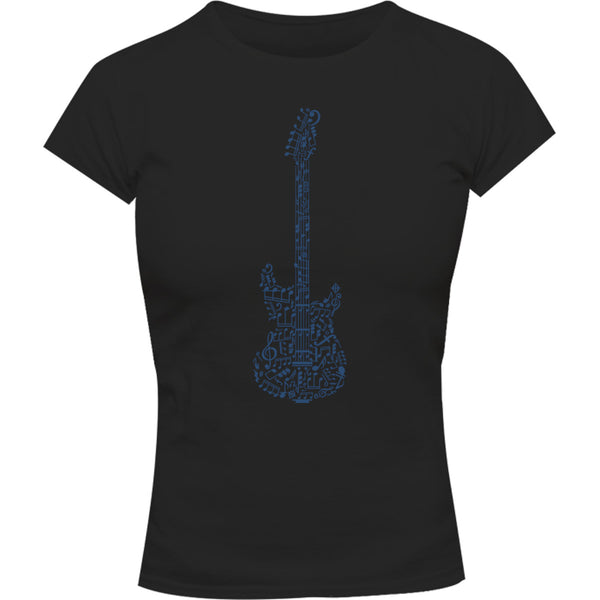 Music Notes Guitar Shape - Ladies Slim Fit Tee