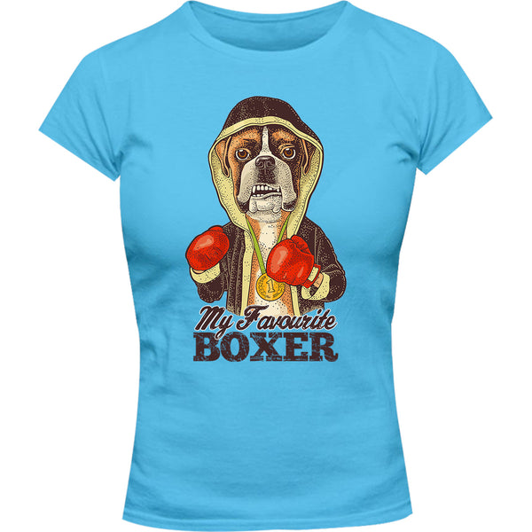 My Favourite Boxer - Ladies Slim Fit Tee - Graphic Tees Australia