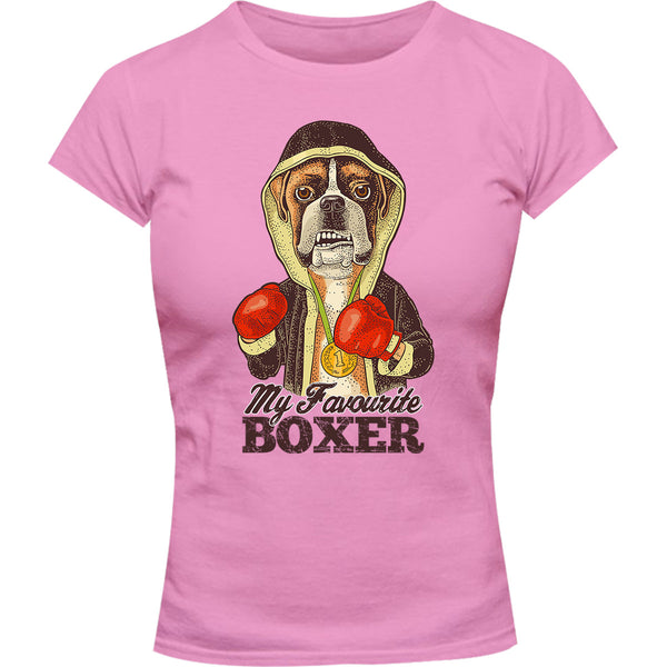 My Favourite Boxer - Ladies Slim Fit Tee - Graphic Tees Australia