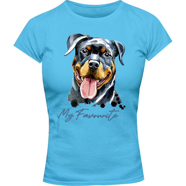 My Favourite Rottweiler - Ladies Slim Fit Tee - Graphic Tees Australia