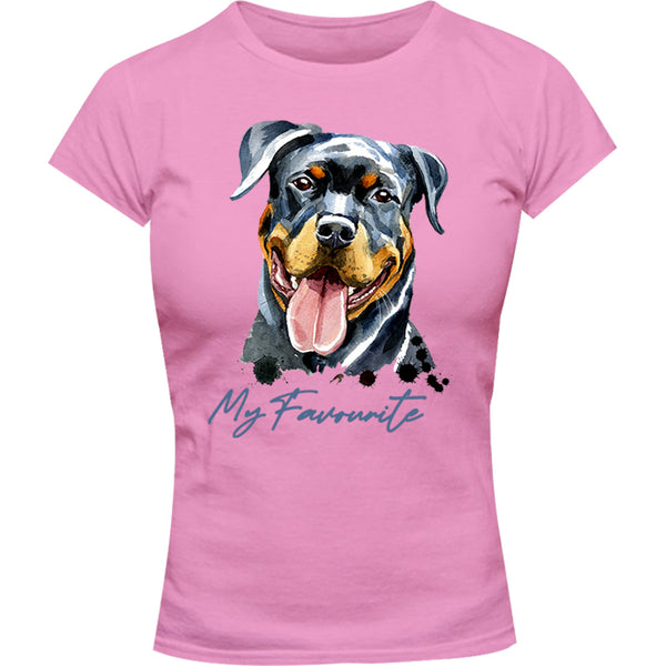 My Favourite Rottweiler - Ladies Slim Fit Tee - Graphic Tees Australia