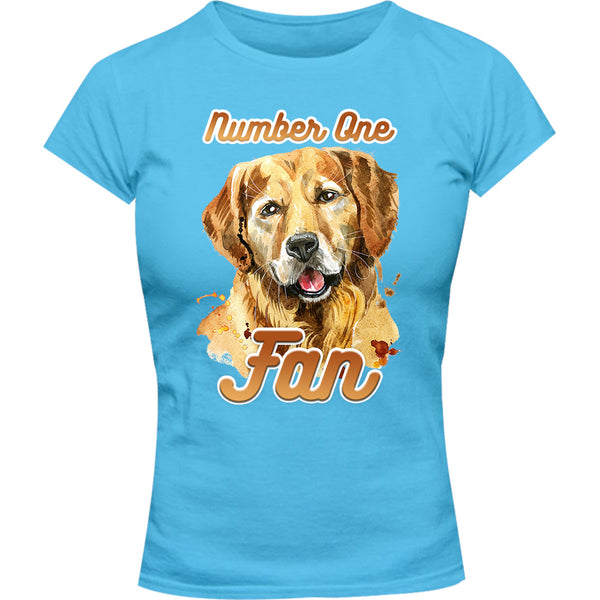 Number One Fan Golden Retriever - Ladies Slim Fit Tee - Graphic Tees Australia