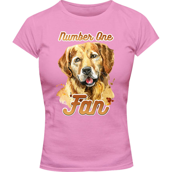 Number One Fan Golden Retriever - Ladies Slim Fit Tee - Graphic Tees Australia