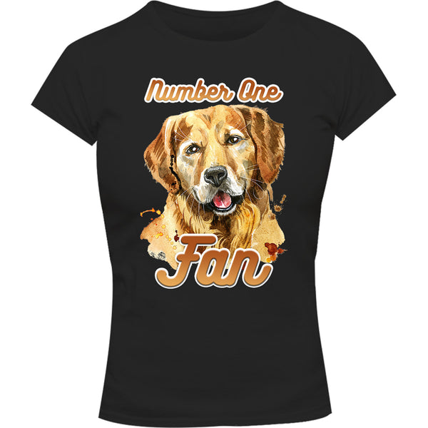 Number One Fan Golden Retriever - Ladies Slim Fit Tee - Graphic Tees Australia