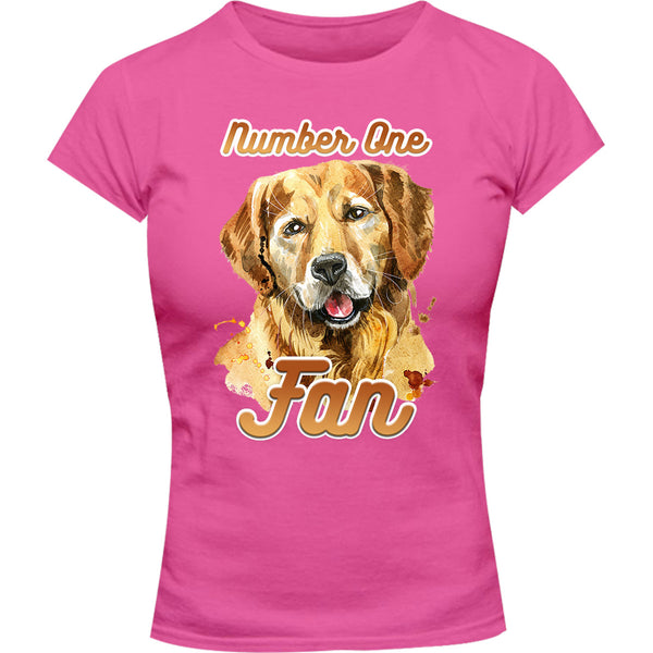Number One Fan Golden Retriever - Ladies Slim Fit Tee - Graphic Tees Australia