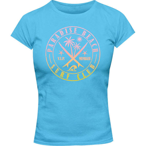 Paradise Beach - Ladies Slim Fit Tee - Graphic Tees Australia