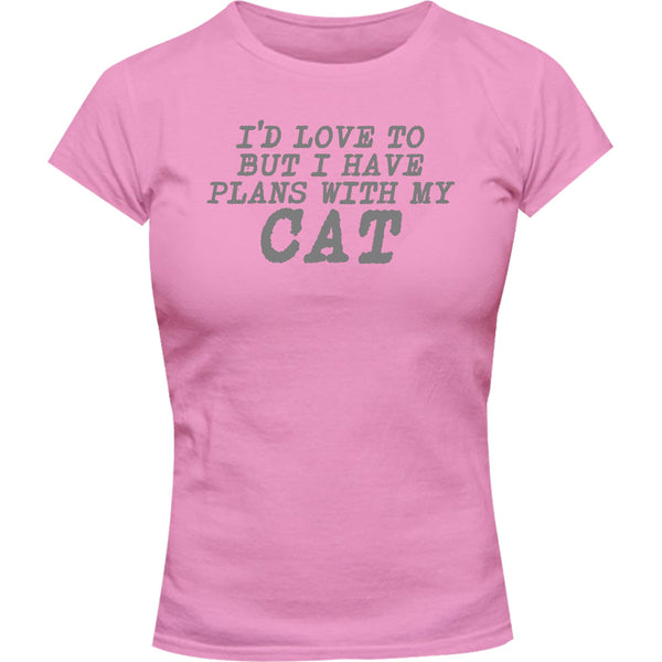 Plans With My Cat - Ladies Slim Fit Tee - Graphic Tees Australia