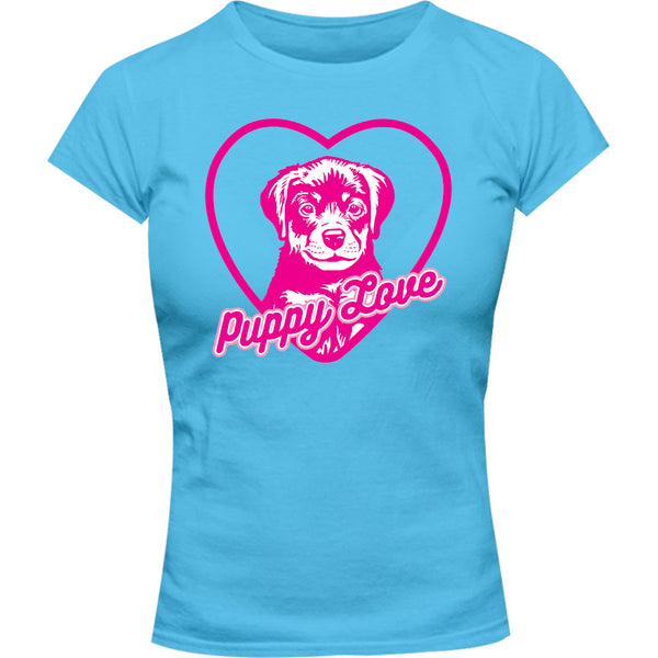 Puppy Love - Ladies Slim Fit Tee - Graphic Tees Australia