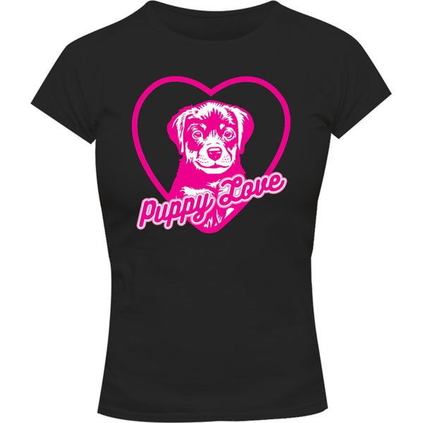 Puppy Love - Ladies Slim Fit Tee - Graphic Tees Australia