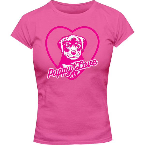 Puppy Love - Ladies Slim Fit Tee - Graphic Tees Australia
