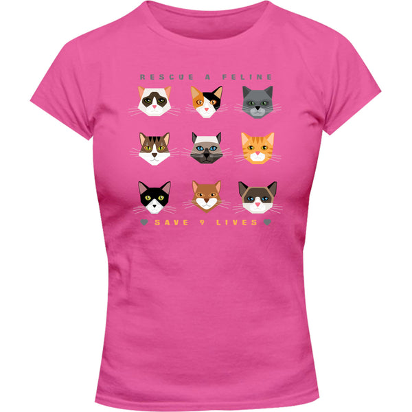 Save 9 Lives - Ladies Slim Fit Tee - Graphic Tees Australia