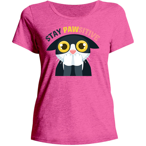 Stay Pawsitive - Ladies Relaxed Fit Tee - Graphic Tees Australia