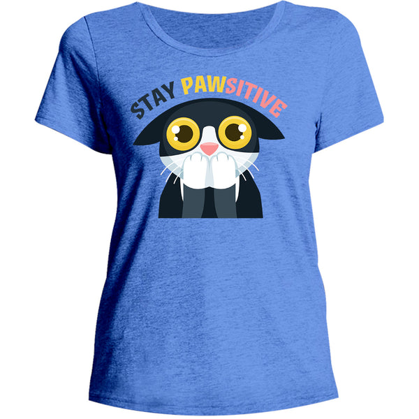 Stay Pawsitive - Ladies Relaxed Fit Tee - Graphic Tees Australia