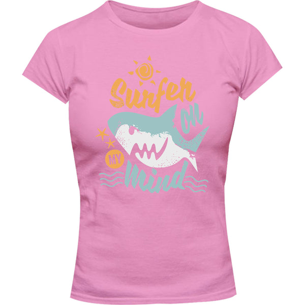 Surfer On My Mind - Ladies Slim Fit Tee - Graphic Tees Australia