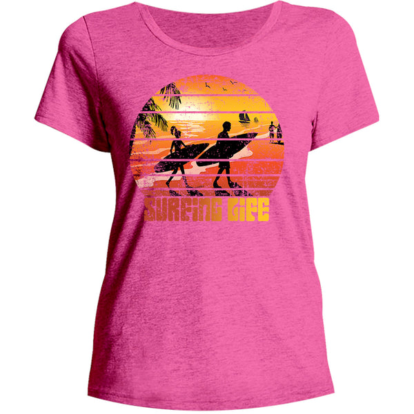 Surfing Life - Ladies Relaxed Fit Tee - Graphic Tees Australia